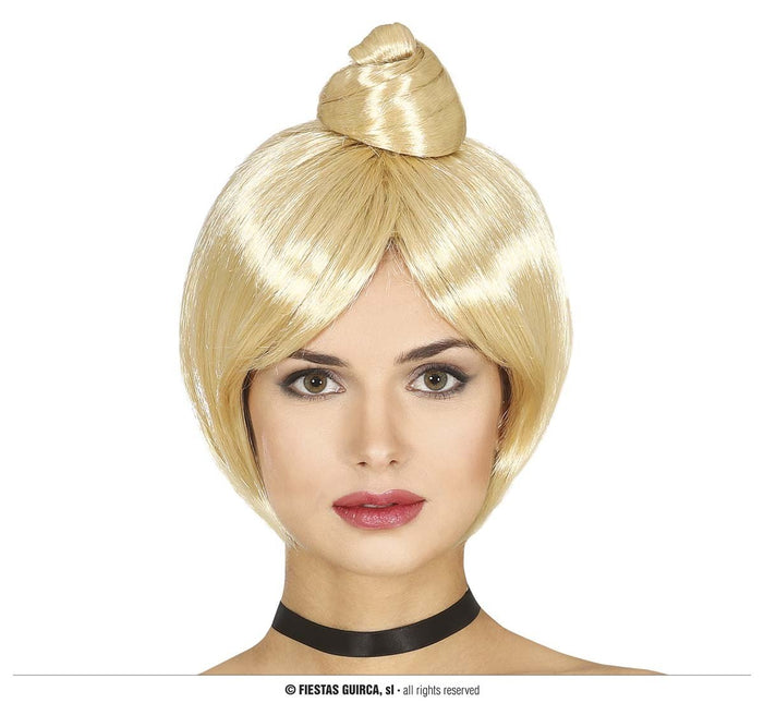 Feestbazaar Blonde pruik met Knot