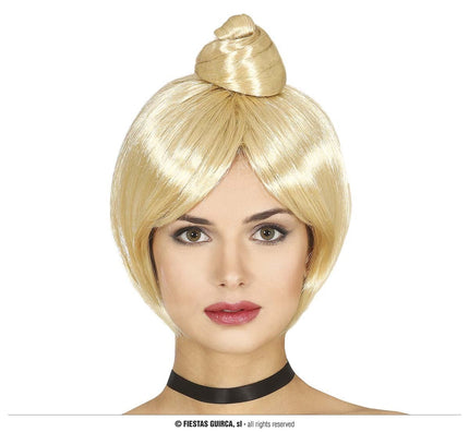 Feestbazaar Blonde pruik met Knot
