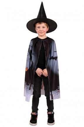 Feestbazaar Bloody Halloween Cape Kind met Hoed