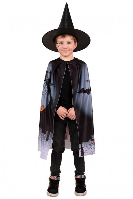 Feestbazaar Bloody Halloween Cape Kind met Hoed