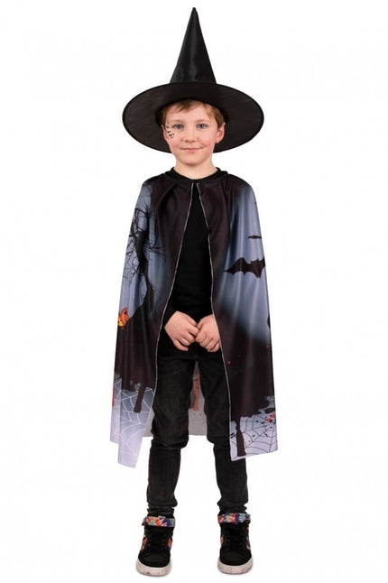 Feestbazaar Bloody Halloween Cape Kind met Hoed