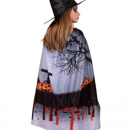 Feestbazaar Bloody Halloween Cape Kind met Hoed