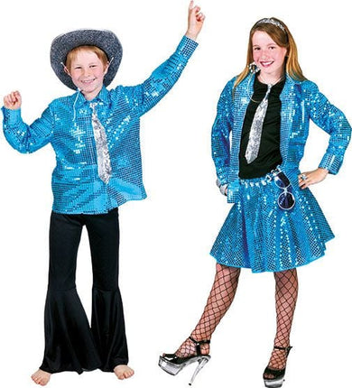 Feestbazaar Blouse disco blauw kind