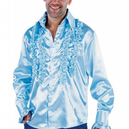 Feestbazaar Blouse disco ruches populair blauw