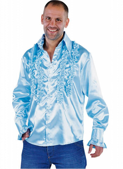 Feestbazaar Blouse disco ruches populair blauw