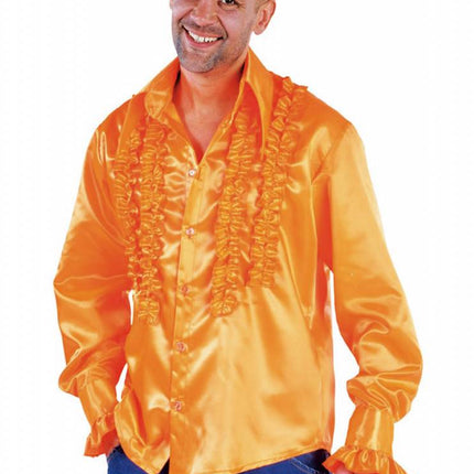 Feestbazaar Blouse disco ruches populair oranje