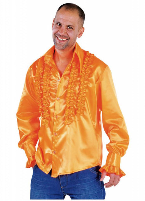 Feestbazaar Blouse disco ruches populair oranje