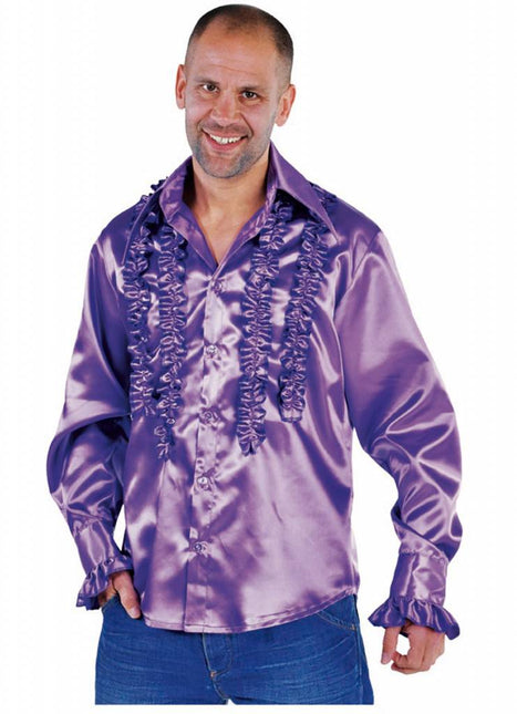 Feestbazaar Blouse disco ruches populair paars