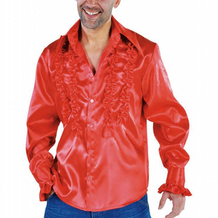 Feestbazaar Blouse disco ruches populair rood