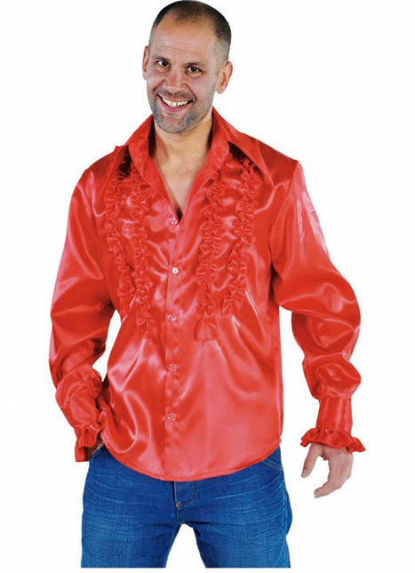 Feestbazaar Blouse disco ruches populair rood