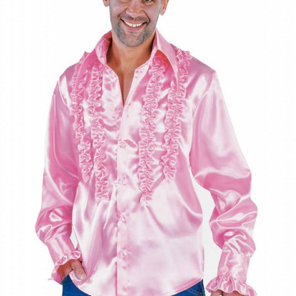 Feestbazaar Blouse disco ruches populair roze