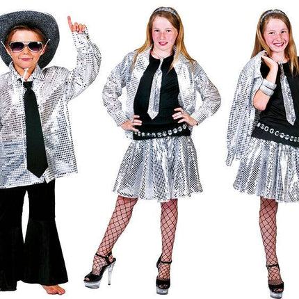 Feestbazaar Blouse disco zilver kind