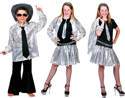 Feestbazaar Blouse disco zilver kind