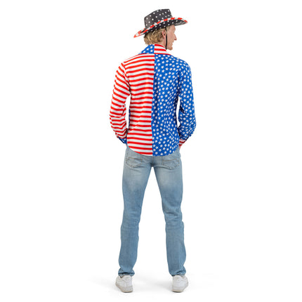 Feestbazaar Blouse Heren USA Vlag Franjes