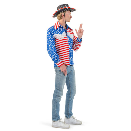 Feestbazaar Blouse Heren USA Vlag Franjes