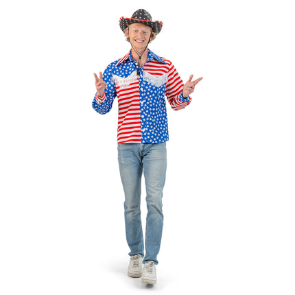 Feestbazaar Blouse Heren USA Vlag Franjes
