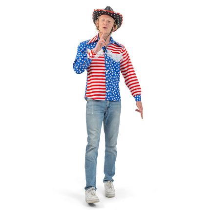 Feestbazaar Blouse Heren USA Vlag Franjes