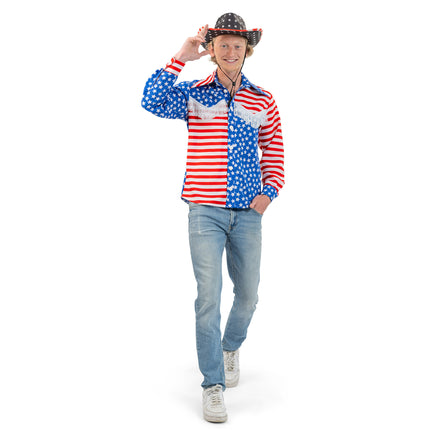 Feestbazaar Blouse Heren USA Vlag Franjes