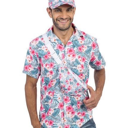 Feestbazaar Blouse Hibiscus Roze Tropisch