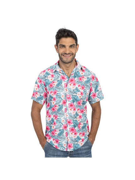 Feestbazaar Blouse Hibiscus Roze Tropisch