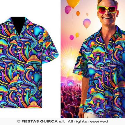 Feestbazaar Blouse Psychedelisch Magic Mushrooms Heren