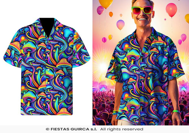 Feestbazaar Blouse Psychedelisch Magic Mushrooms Heren