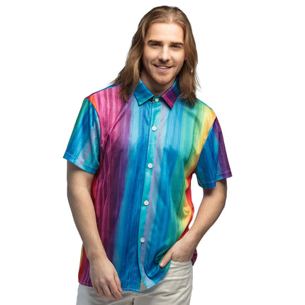 Feestbazaar Blouse Relaxed Rainbow Stripes Heren