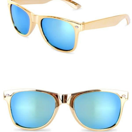 Feestbazaar Blues brother bril goud met spiegelglas