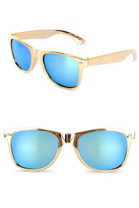 Feestbazaar Blues brother bril goud met spiegelglas