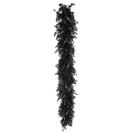 Feestbazaar Boa Glamour Zwart met Zilveren tinsel (50gr)