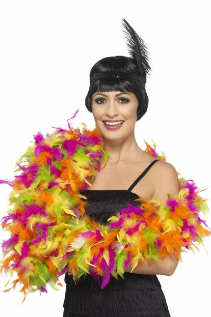 Feestbazaar Boa Neon Deluxe Mix kleuren 80gr