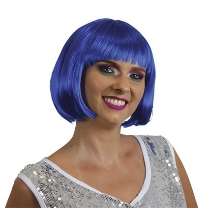 Feestbazaar Bobline pruik felblauw