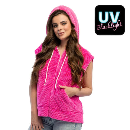 Feestbazaar Bodywarmer Fluffy Neon Roze
