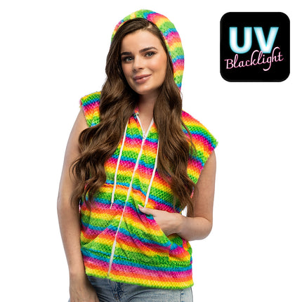 Feestbazaar Bodywarmer Fluffy Regenboog