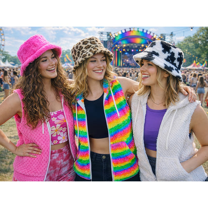 Feestbazaar Bodywarmer Fluffy Regenboog