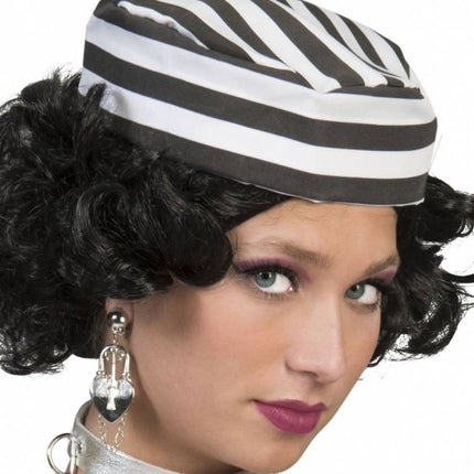 Feestbazaar Boef muts zwart/wit volwassen