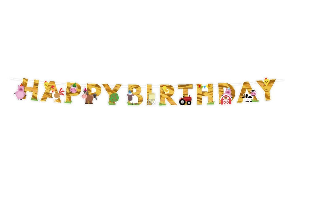 Feestbazaar Boerderij Letterslinger 'happy birthday' (2,5m)