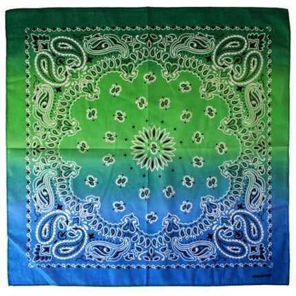 Feestbazaar Boeren Zakdoek Met Kleurverloop Groen/Blauw