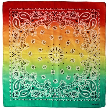 Feestbazaar Boeren Zakdoek Met Kleurverloop Rood/Geel/Groen