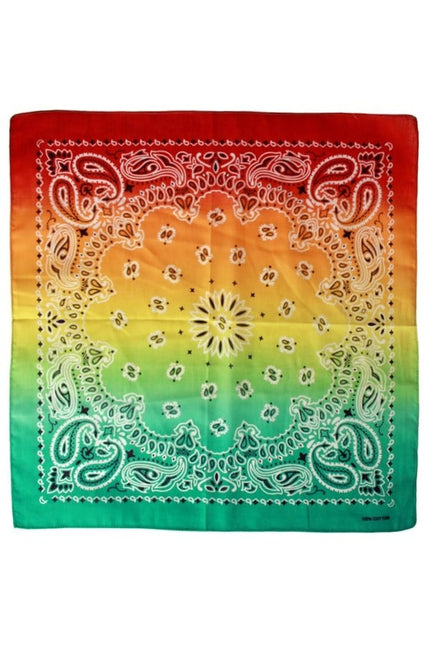 Feestbazaar Boeren Zakdoek Met Kleurverloop Rood/Geel/Groen