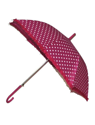 Feestbazaar Bolletjes paraplu fuchsia met witte stippen
