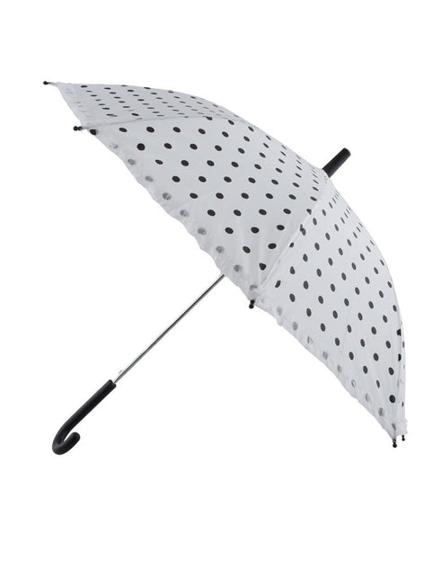 Feestbazaar Bolletjes paraplu wit met zwarte stippen