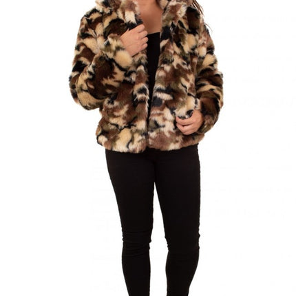 Feestbazaar Bontjas camouflage Army dames