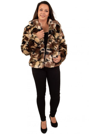 Feestbazaar Bontjas camouflage Army dames