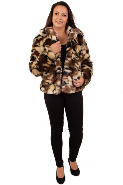 Feestbazaar Bontjas camouflage Army dames