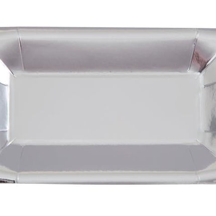 Feestbazaar Borden 23 x 13 cm Zilver Folie - 8 stuks