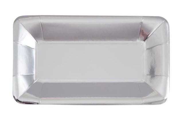 Feestbazaar Borden 23 x 13 cm Zilver Folie - 8 stuks