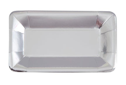 Feestbazaar Borden 23 x 13 cm Zilver Folie - 8 stuks