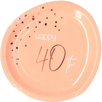 Feestbazaar Borden 40 Jaar Elegant Blush (8st)