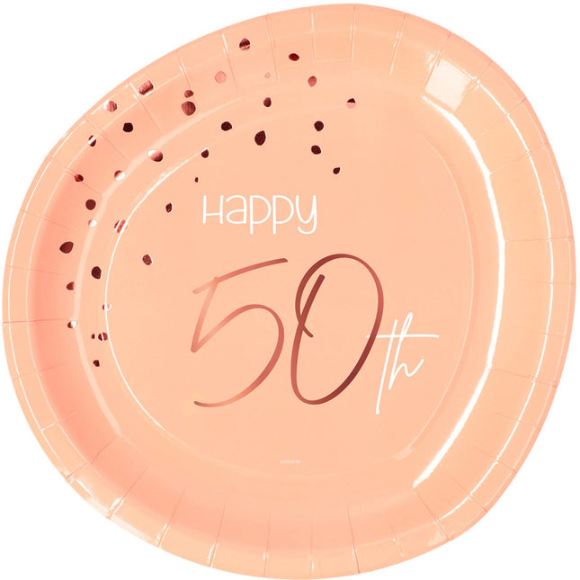 Feestbazaar Borden 50 Jaar Elegant Blush (8st)